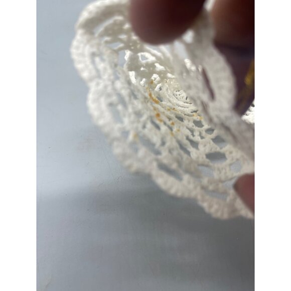 vintage doily ornament Christmas holiday Angle whites wings 5" tall READ - Picture 7 of 7